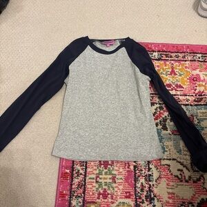 Edikted Gray and Navy Long Sleeve Tee